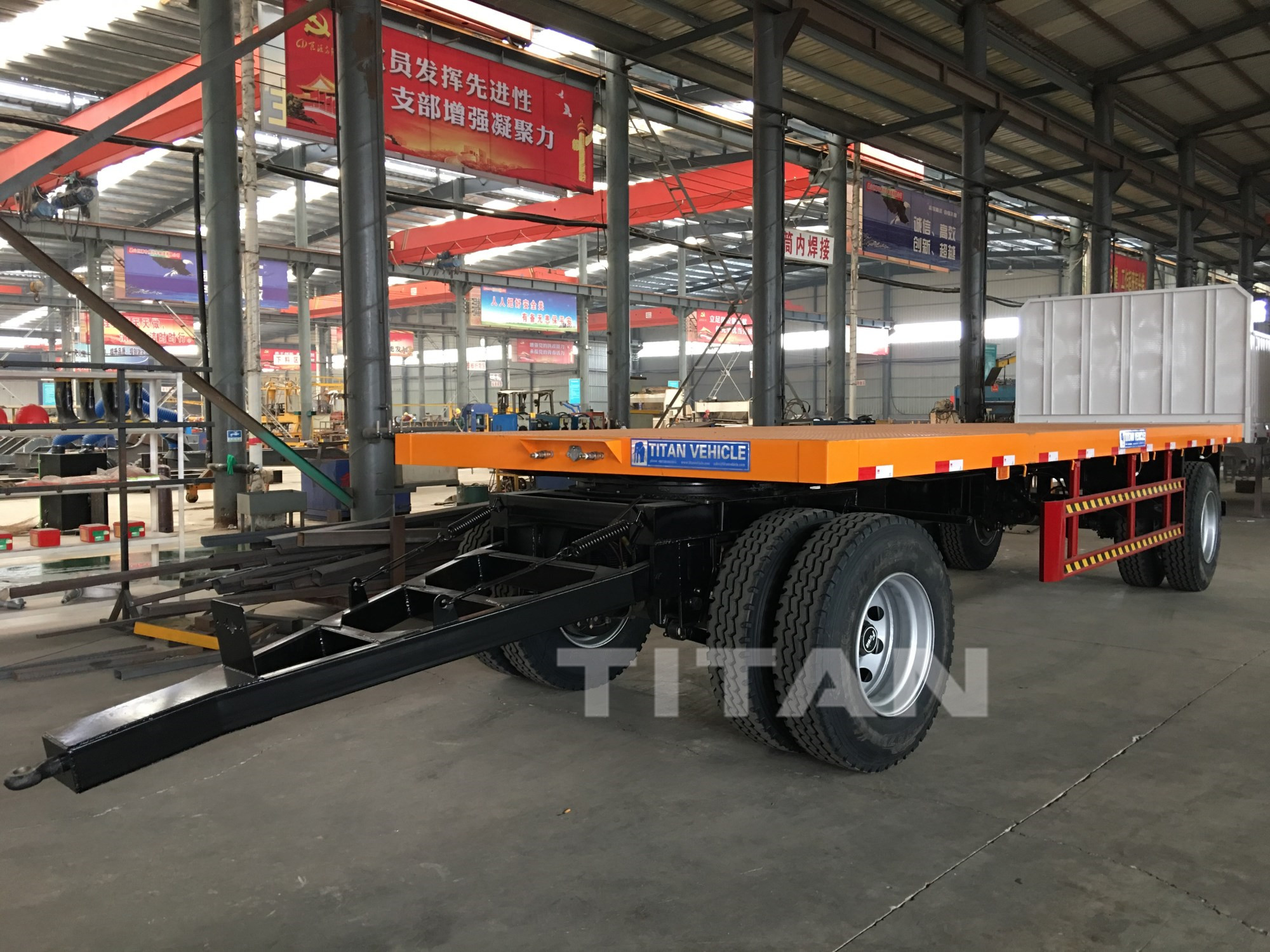 flatbed drawbar trailer