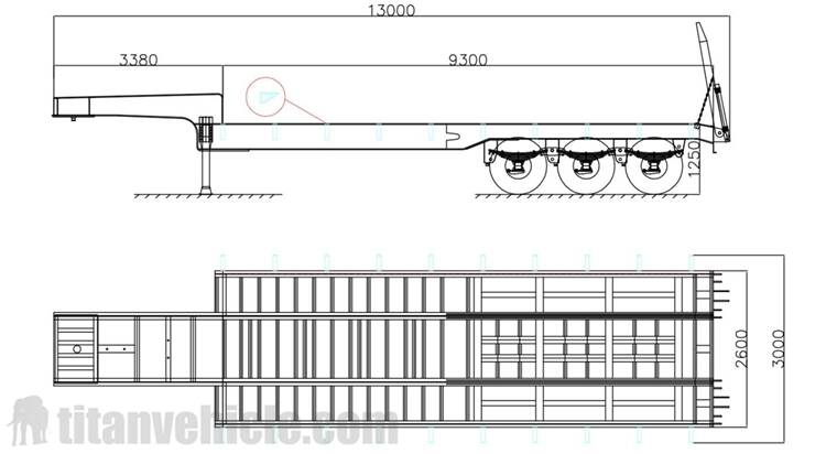 Drawing of Low Bed Trailer Dimension