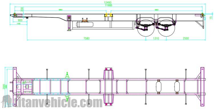 Drawing of 2 Axle Container Chassis