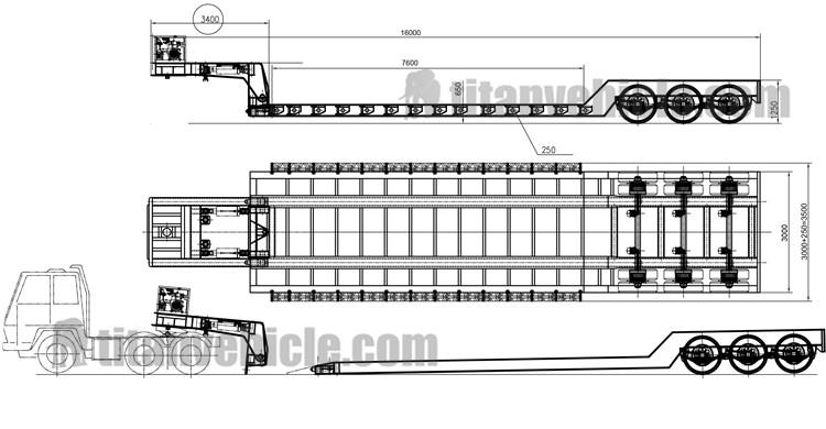 Drawing of 80-100T Detachable Gooseneck Trailer