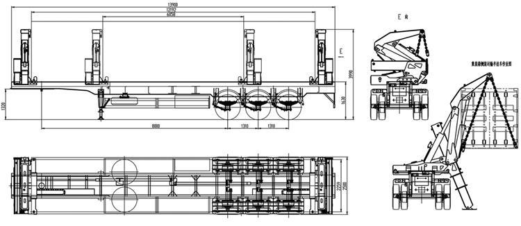 Drawing of 20/40 Foot 40 Ton Side Lifter Trailer 