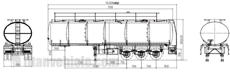 Drawing of 42000 Liters Aluminum Tanker Semi Trailer Manufacturer