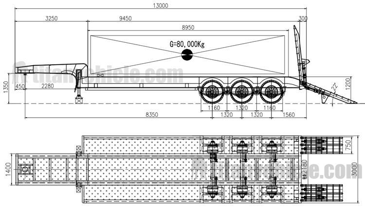 Drawing of Lowbed Trailer for Sale Price